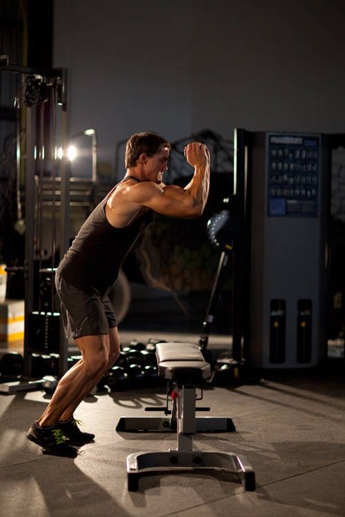 Bench Jump exercise demonstration — targets the quads