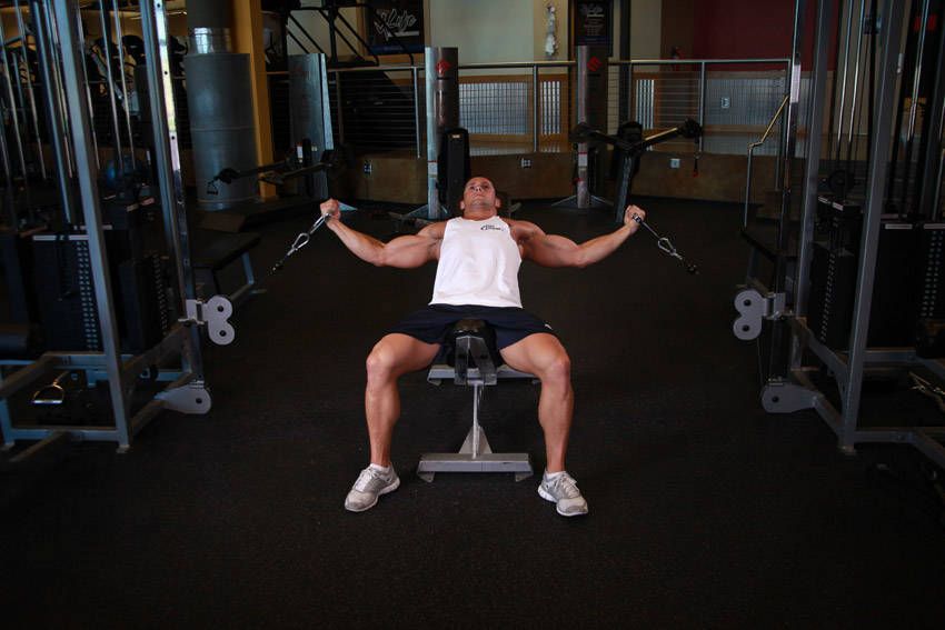 Cable Fly exercise demonstration, targeting the chest