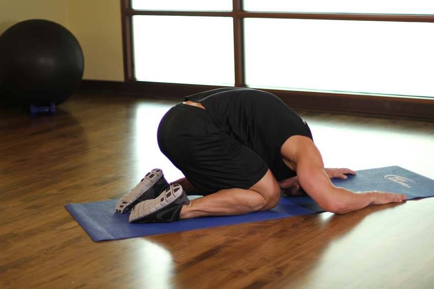 Child's Pose exercise demonstration — targets the back