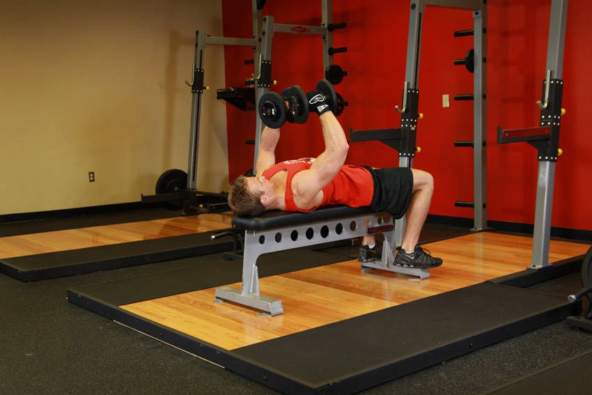 Dumbbell Fly exercise demonstration, targeting the chest