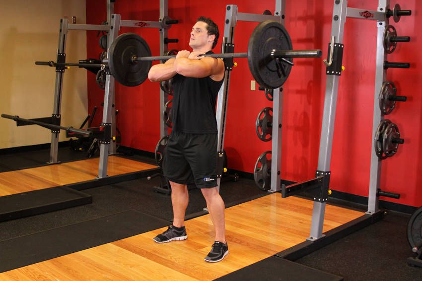 Front Squat exercise demonstration, targeting the quads