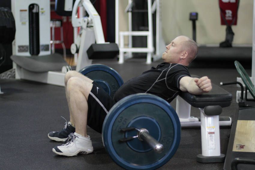 Barbell Hip Thrust exercise demonstration — targets the glutes