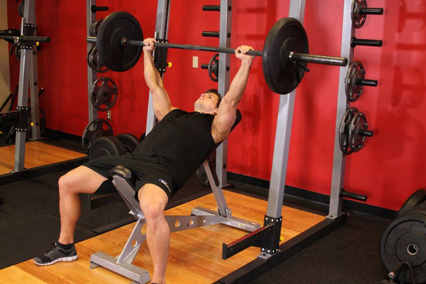 Incline Barbell Bench Press exercise demonstration — targets the chest