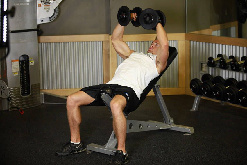 Incline Dumbbell Fly exercise demonstration, targeting the chest