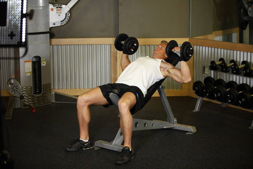 Incline Dumbbell Press exercise demonstration — targets the chest