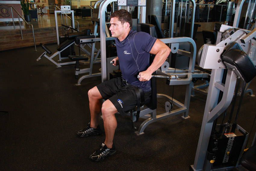 Machine Dip exercise demonstration, targeting the triceps