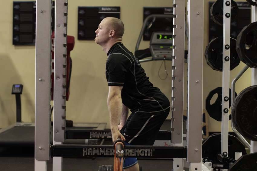 Rack Pull exercise demonstration, targeting the back