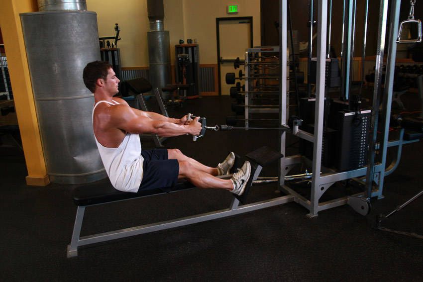 Seated Cable Row exercise demonstration — targets the back