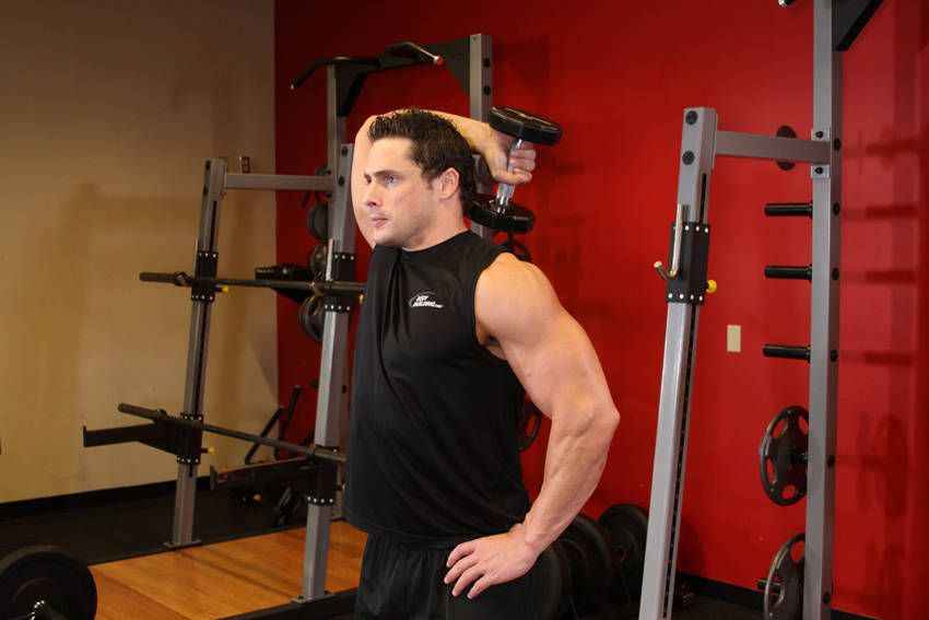 Single-Arm Overhead Dumbbell Extension exercise demonstration, targeting the triceps