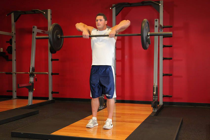 Barbell Upright Row exercise demonstration, targeting the shoulders