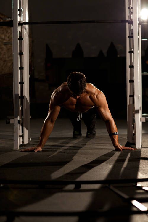 Wide-Grip Push-Up exercise demonstration, targeting the chest