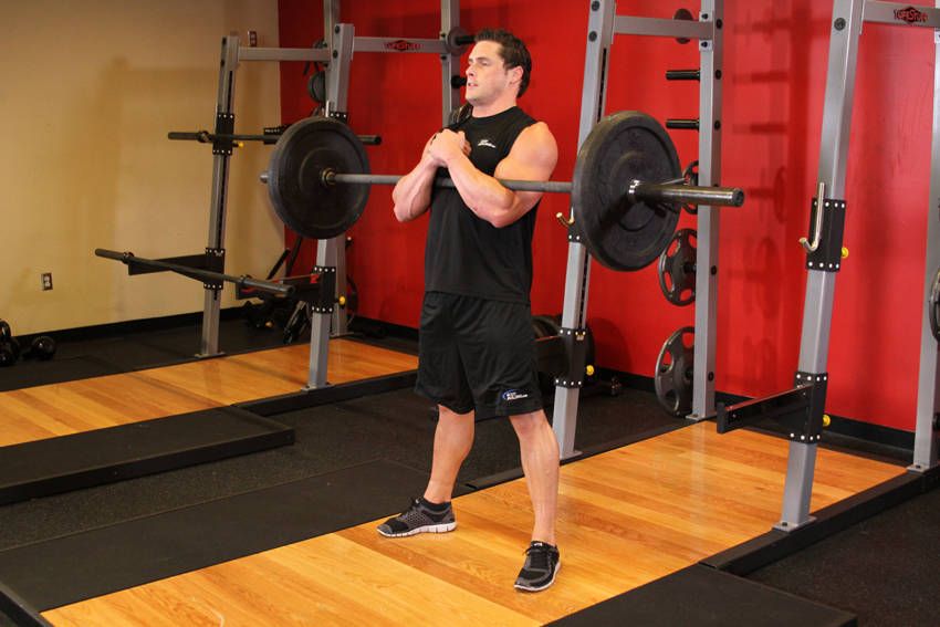 Zercher Squat exercise demonstration, targeting the quads